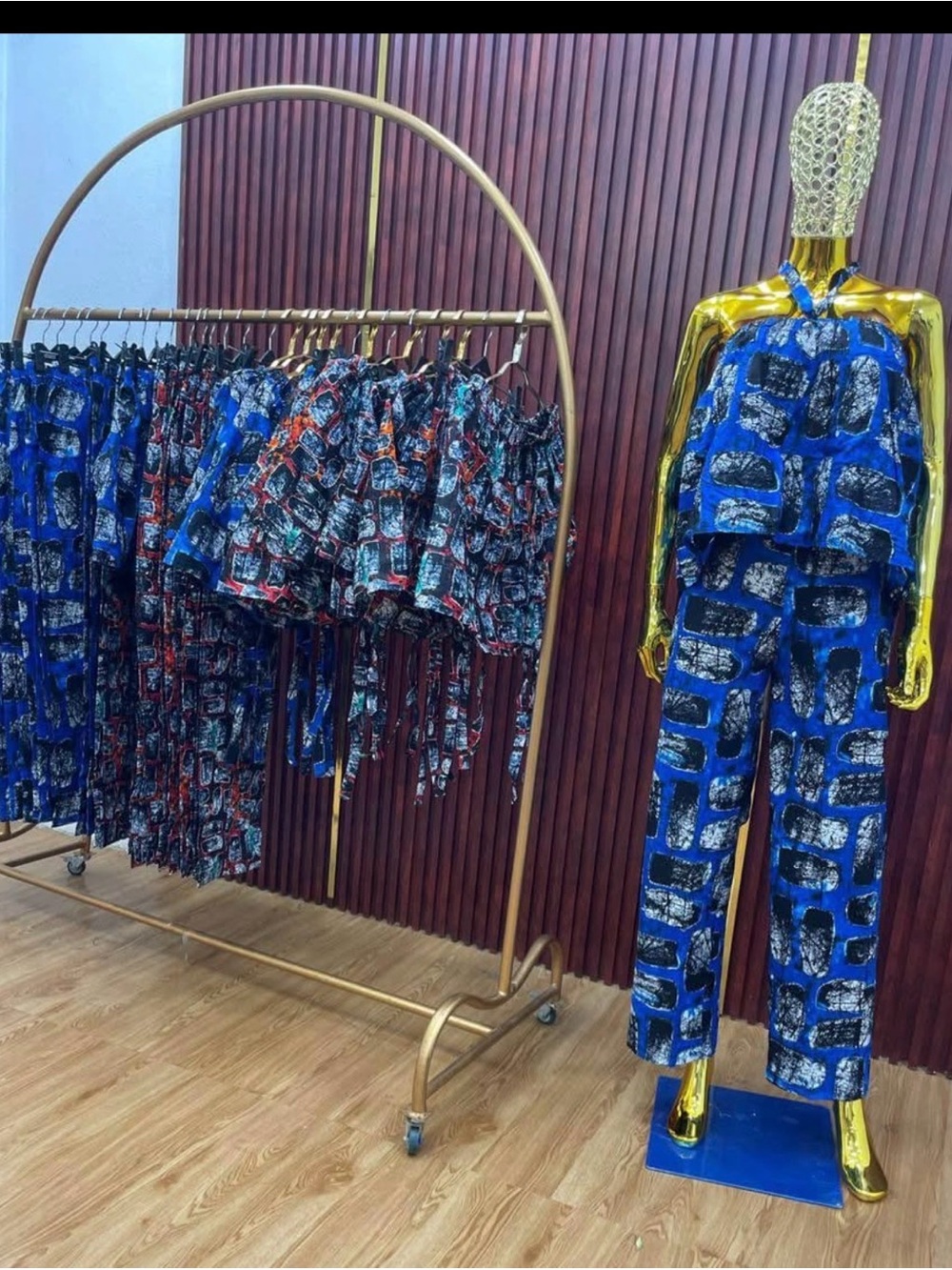 Women's Blue Printed Wide-Leg Jumpsuit